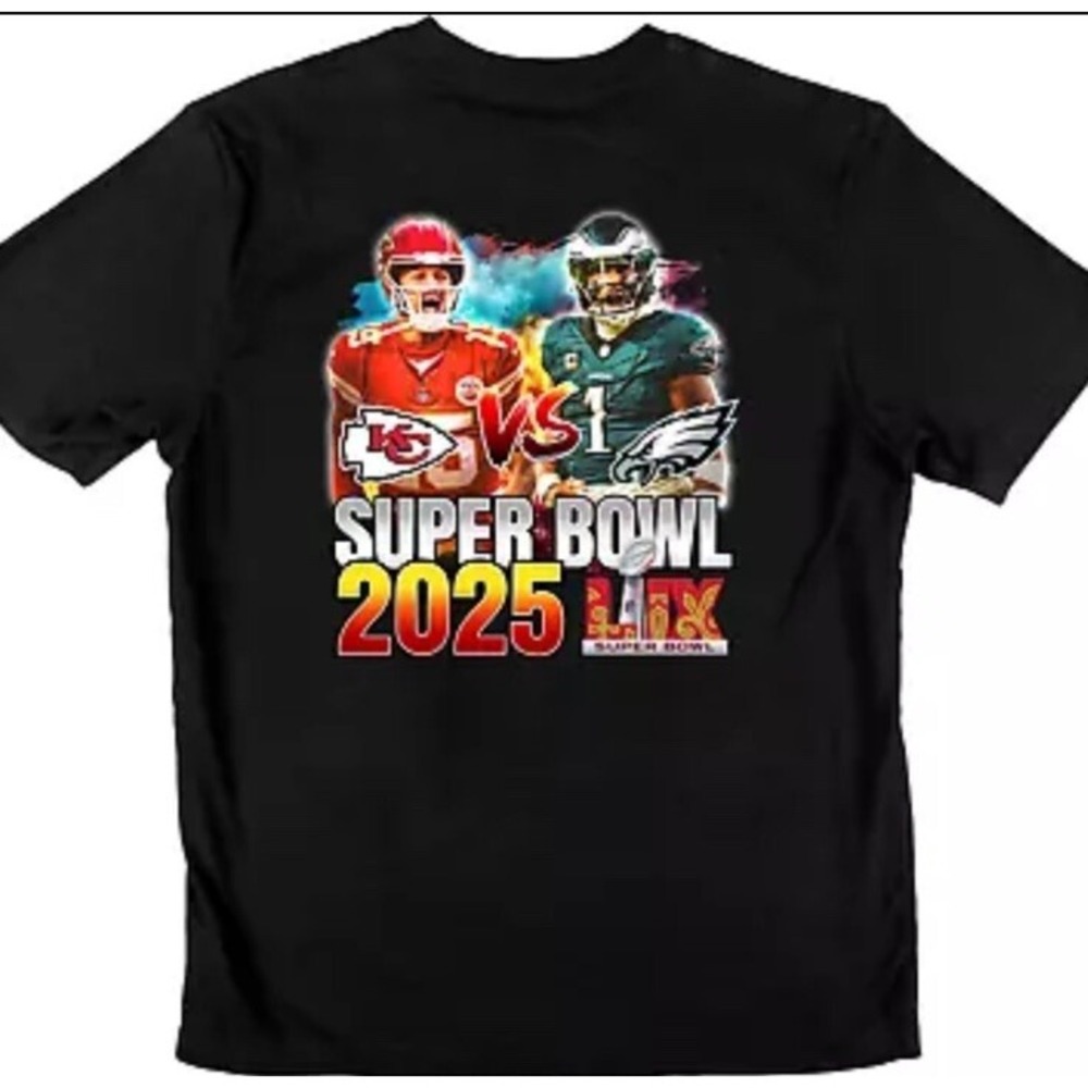 Philadelphia Eagle vs. Kansas City Chiefs Super Bowl 2025 Black Tee Medium